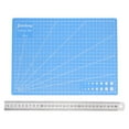 thumbnail image 1 of A4 Cutting Mat 12" x 9" Blue Craft Mat Non-Slip Cutting Board with 12" Stainless Steel Ruler for Sewing Quilting, 1 of 6