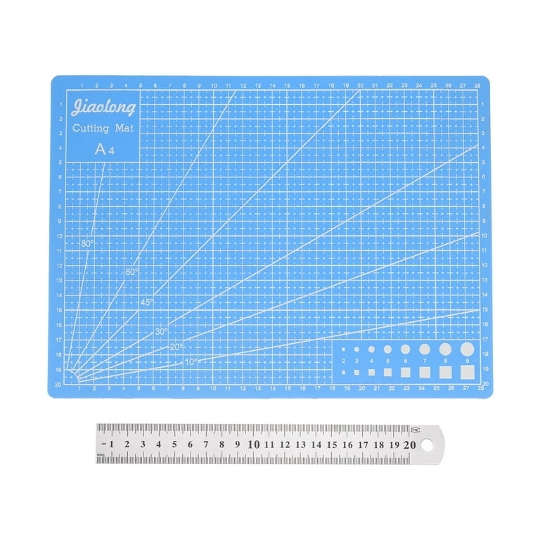 A4 Cutting Mat 12 x 9 Blue Craft Mat Non-Slip Cutting Board with 8  Stainless Steel Ruler for Sewing Quilting 