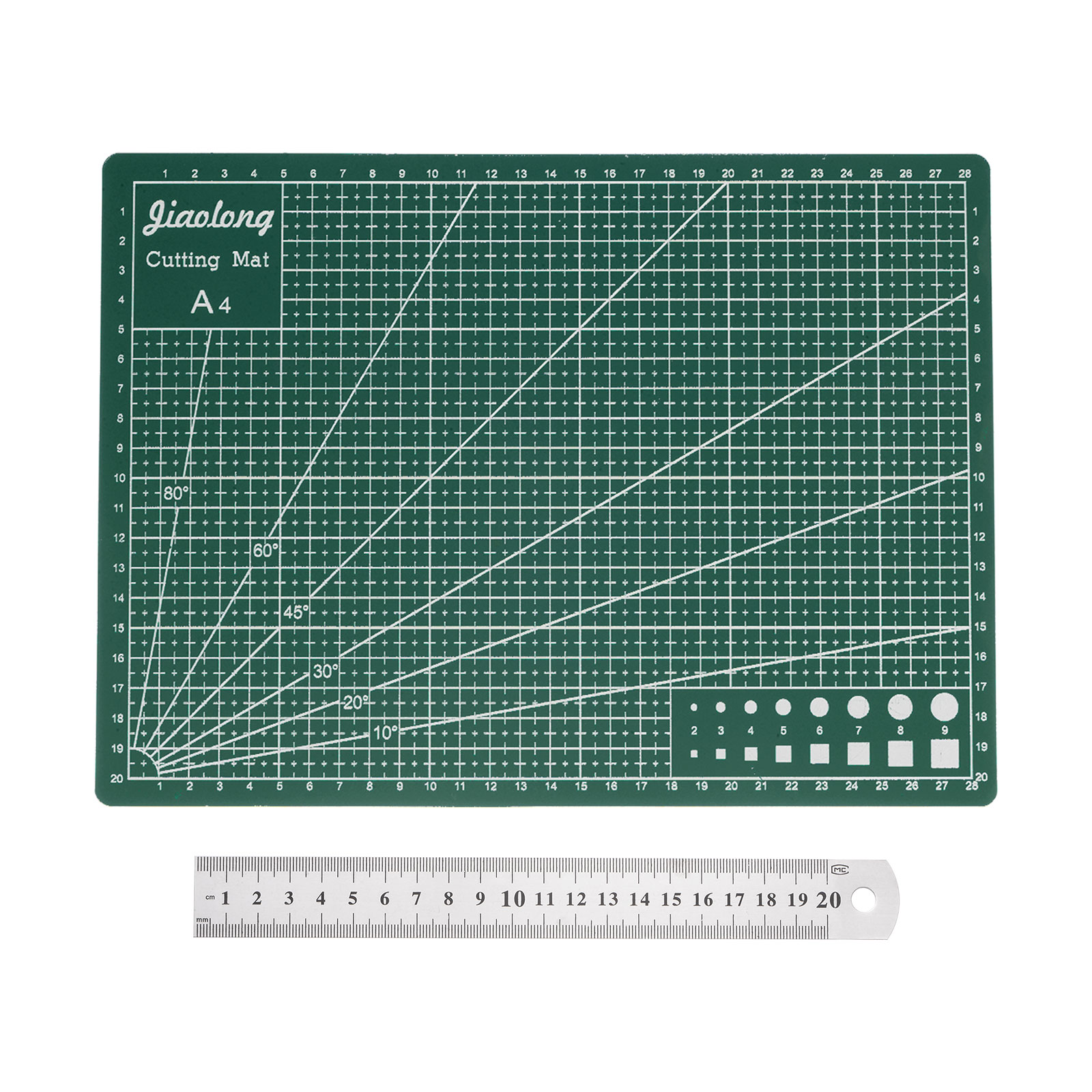 A4 Cutting Mat 12 x 9 Dark Green Craft Mat Non-Slip Cutting Board with 8  Stainless Steel Ruler for Sewing Quilting 