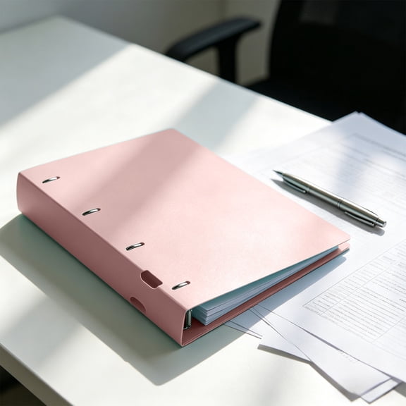 A4 D Ring Binder, 4 Hole Plastic Loose Leaf Folder with Inner Page Pockets, Office Document Organizer, Office Archival Folder, Color Coded Filing System, Lightweight Portfolio