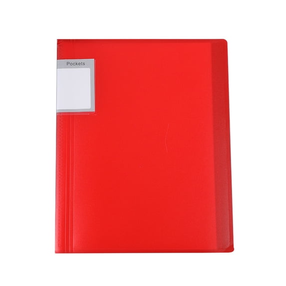 A4 Display Folder 30 Pocket Plastic Presentation Book Soft Cover Document Holder Portfolio Organizer for School Classroom Office Reports Red