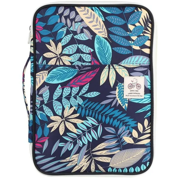 A4 Document Bag, A4 File Folder Portfolio Organizer Multi Functiol Zippered Case Travel Pouch Handbag for iPads Phones Notebooks Pens Documents (13.8 x 9.8 x 1.2inch)(vy Blue)
