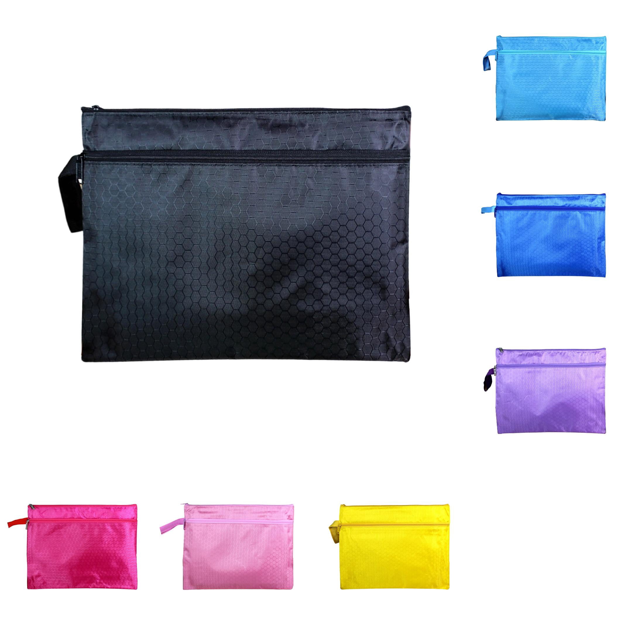 A4 Document Bag Dusknt 7 Colors Double Layer Zipper File Bag – Fabric Stationery Organizer – Portable Pencil Case for Schol Travel – Multipurpose