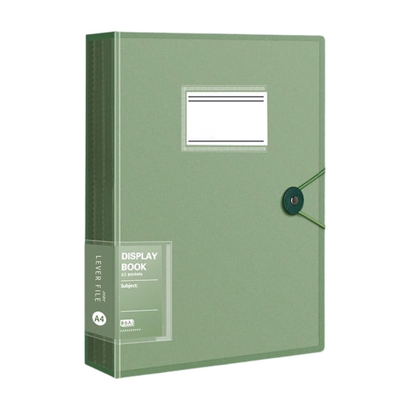 A4 Document Folder 60 Page Expandable Plastic File Organizer with Snap Lock for School Office, Green 9.06x1.57x12.09 Inch