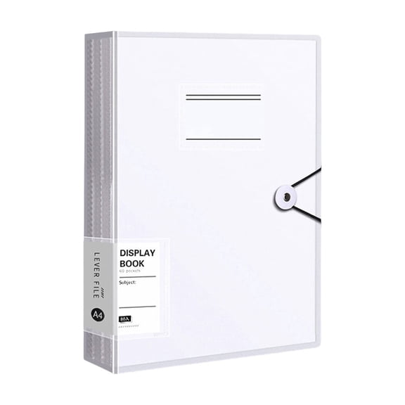 A4 Document Folder 60 Page Expandable Plastic File Organizer with Snap Lock for School Office Home, White 9.06x1.57x12.09 Inch