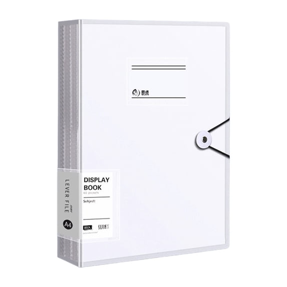 A4 Document Folder with 30 Transparent Pockets, Durable Plastic Envelopes, Secure Snap Closure for Office School Home Organization