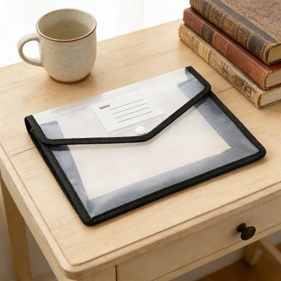 A4 Document Folder with Snap Button Closure – Expandable Plastic File ...