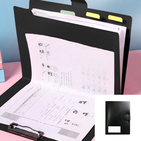 A4 Document Organizer Folder - Multi-Pocket File Storage Binder • Waterproof Frosted Plastic • Clear Compartments, Buckle Closure, Label Area, Metal Clip
