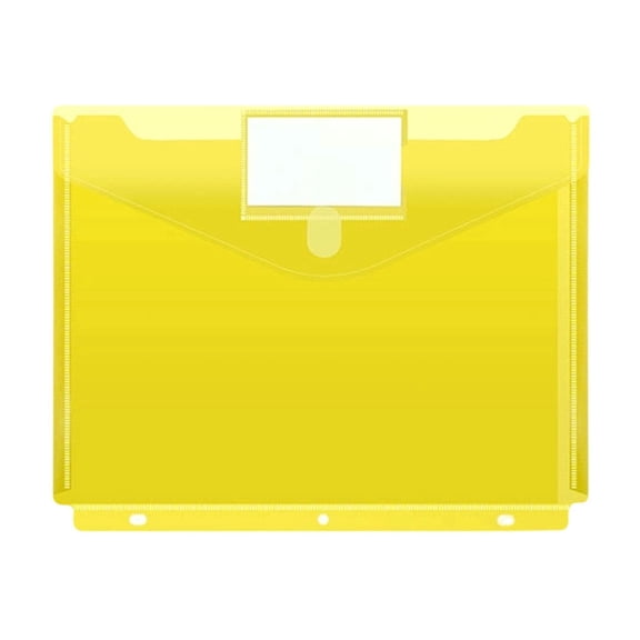 A4 Document Pouch, 3-Hole A4 Folder with Label Window, Document Holder with Snap Closure, Organization Pouch with Secure Attachment (yellow)
