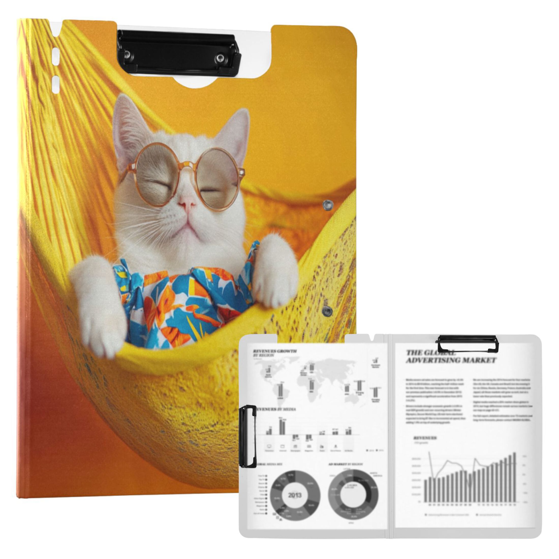A4 Double Clip File Folder 18.9x12.6in Clipboards Foldable Binder Holds ...