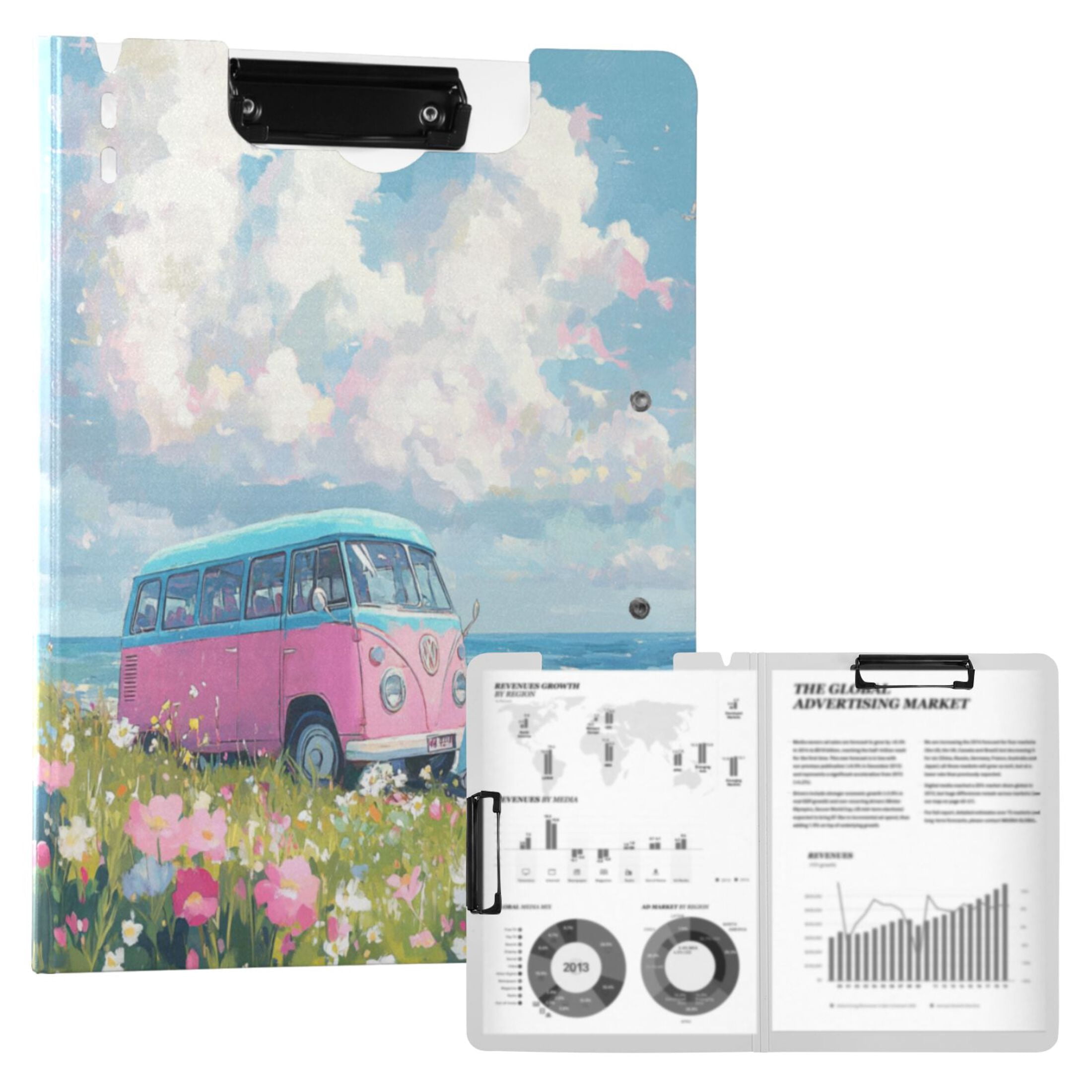 A4 Double Clip File Folder 18.9x12.6in Clipboards Foldable Binder Holds ...