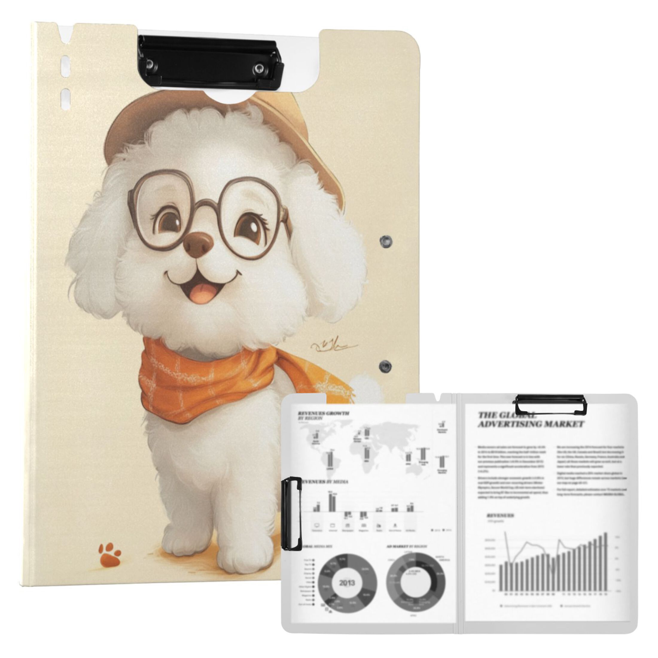 A4 Double Clip File Folder 18.9x12.6in Clipboards Foldable Binder Holds ...