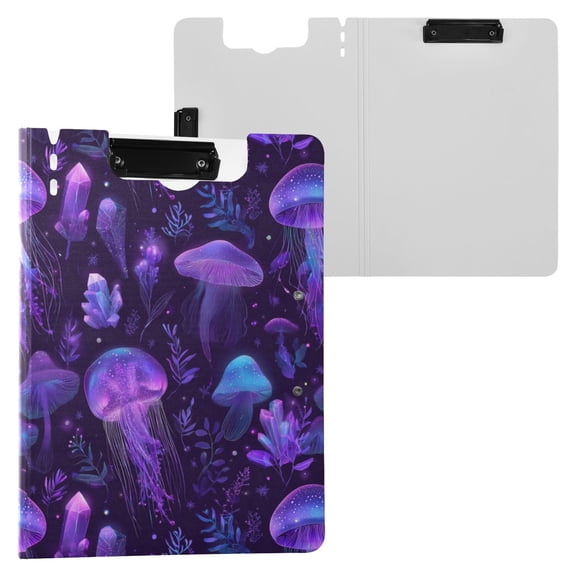 A4 Double Clip File Folder 18.9x12.6in Clipboards Foldable Binder Holds 80 Sheets Project Folder for Office, Home Neon Jellyfish Pattern