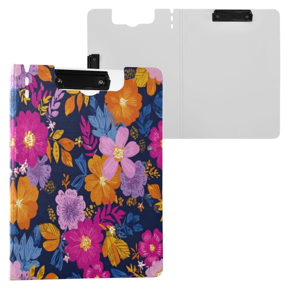 A4 Double Clip File Folder 18.9x12.6in Clipboards Foldable Binder Holds 80 Sheets Project Folder for Office, Home Vividly Colored Flowers
