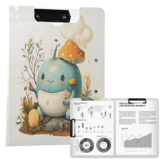 A4 Double Clip File Folder Binder Clipboards Waterproof Durable Foldable Folder Suitable for Office and Family Blue Apple