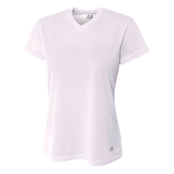 A4 Drop Ship Ladies' Short Sleeve V-Neck Birds Eye Mesh T-Shirt, Pack Of 3