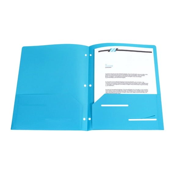 A4 Durable Heavy-Duty Plastic 2-Pocket Folder with 3-Ring Holes, Lightweight Professional Document Organizer for Office, Business Meetings & Daily Professional Paper Management
