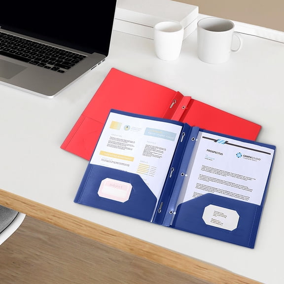 A4 Durable Plastic 2-Pocket 3-Ring Folder with Label Pocket, Lightweight Professional Document Organizer for Office, Business Meetings & Daily Professional Paper Management