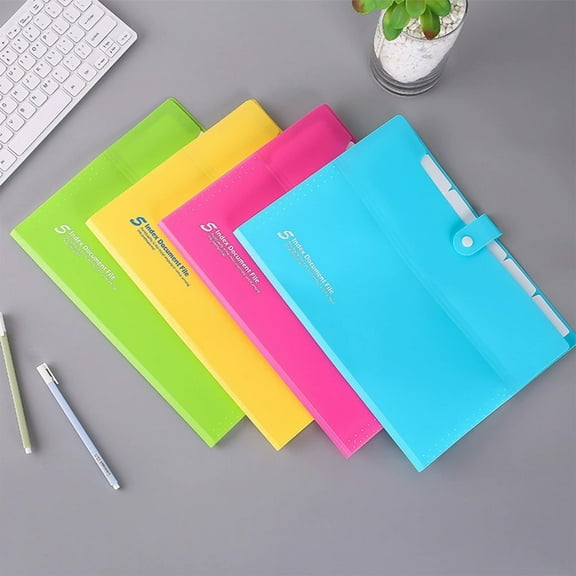 A4 Expanding File Folder | 5 Pocket Accordion Organizer | Plastic Multi Layer Document Bag | Large Capacity | Assorted Colors | 32.5x24.5cm | Snap Closure | 1 Pack