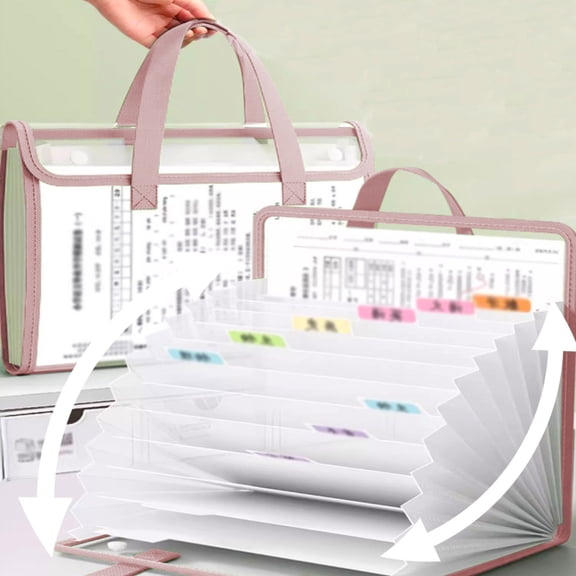 A4 Expanding File Folder Organizer, 13 Pocket Accordion Document Holder, Large Capacity Waterproof File Bag with Snap Closure, Portable Paper Storage Case for School Office Travel Records