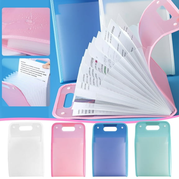 A4 Expanding File Folder with Handle, 13 Pockets Large Capacity Document Organizer Bag for Test Papers, Bills, School and Office Storage
