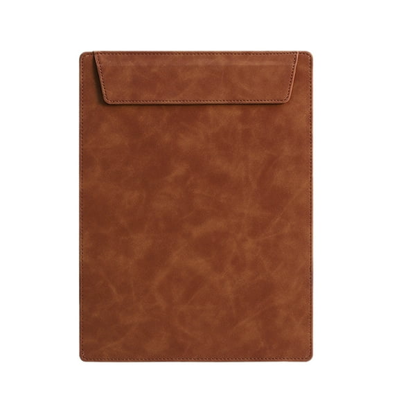 A4 Faux Leather Surface Magnetic Clipboard with Metal Clamp, Multifunctional Writing Pad and Back Pocket Folder for Office Document Storage & Daily Writing Use