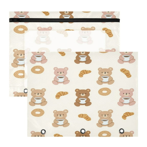 A4 File Binder Pouch Pencil Pouch Pencil Pouch Work & Study File Pouch Cute Teddy Bear Pattern