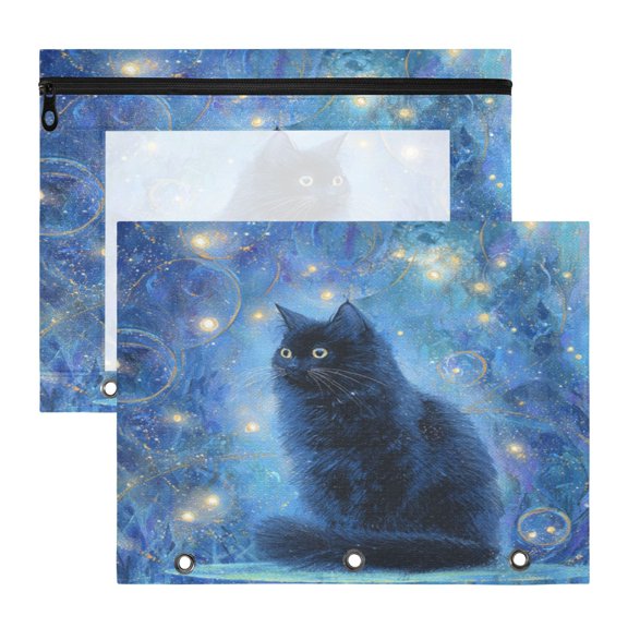 A4 File Binder Pouch Pencil Work & Study File Pouch Dazed Black Cat