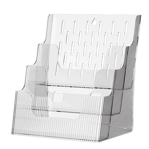 A4 File Display Clear Storage Box A4 Single Layer Desktop File Sorter Pocket Booklet and Brochure Holder White