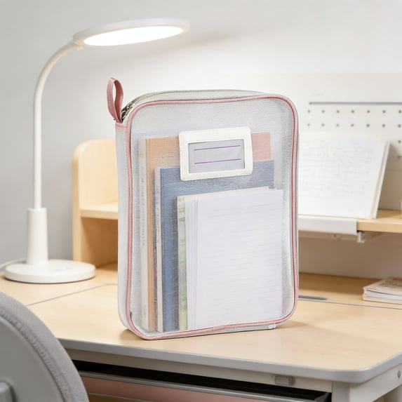 A4 File Folder Organizer with Handle, Large Capacity Mesh Zipper Document Bag for Students, Homework, Test Papers, Office and Travel Storage