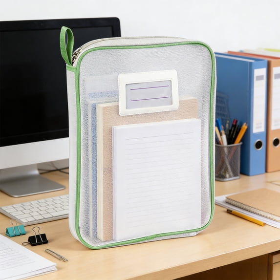 A4 File Folder Organizer with Handle, Large Capacity Mesh Zipper Document Bag for Students, Homework, Test Papers, Office and Travel Storage