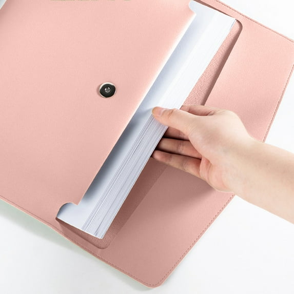 A4 File Folder, Portable Folder with Waterproof Leather,Case Bag Pouch File Bag Document Storage Document Holders With Removable Hand Strap