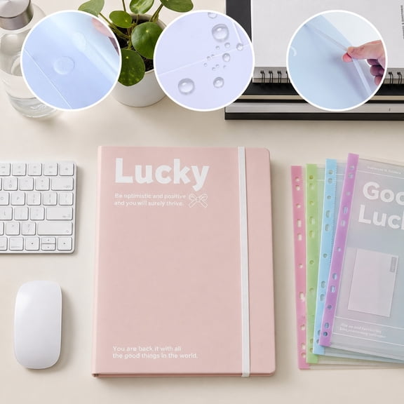 A4 File Folder with 4 Document Sleeves Pastel Binder Pockets Storage Holder for Office Home Study Travel Paper Note Organization Supplies Folder
