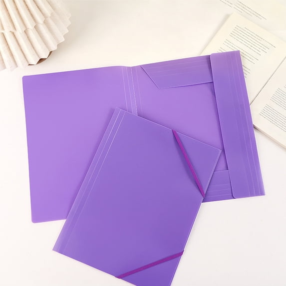 A4 File Folder with Elastic Bands and Flaps,Storage Folders for Office and Home Paper Documents Sorting,Washable and Sturdy,Purple