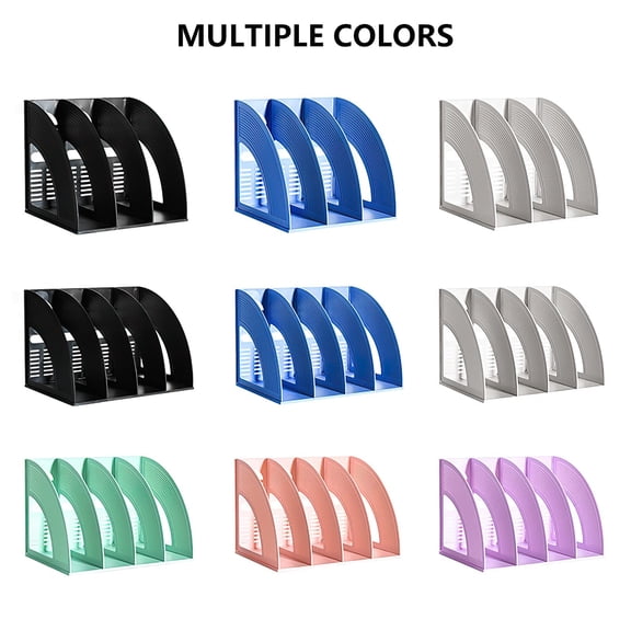 A4 File Holder Magazine File Folder Desk Organizer, Vertical Compartments Bookshelf Document Divider Paper Box Bookends for Office Home Organization and Storage Racks