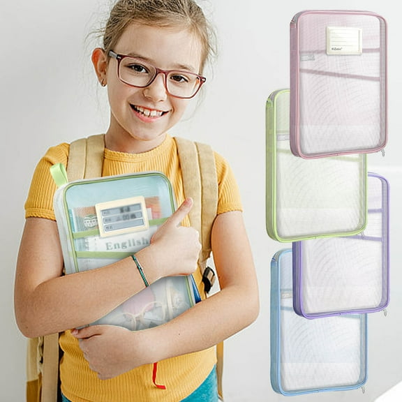 A4 File Storage Bag under $5! CQCYD Transparent A4 File Bag, Mesh Homework Storage Organizer, Teen Book Document Holder, Exam Paper Tutoring Bag, Handheld Classification Storage Case