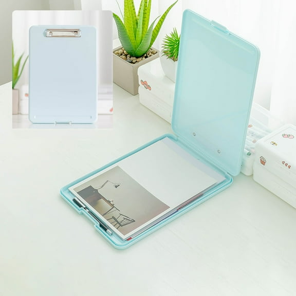 A4 File Storage Box Transparent Plastic Multifunctional Folder with Writing Board Pen Clip Space Saving Secure Document Organizer for Student Office Home Desk Paperwork