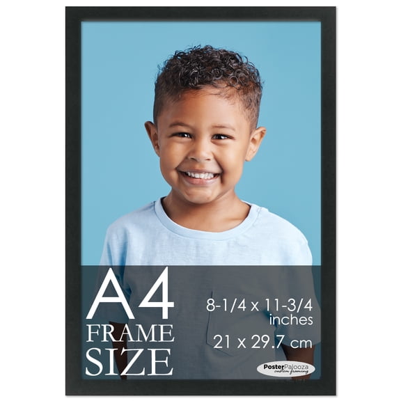 A4 Frame Black Modern Minimalist - Modern Wood A4 Picture Frame For A4 Size Artwork or Documents - 8.25x11.75 Frame