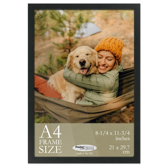 A4 Frame Black Modern Minimalist 8.25x11.75 Frame - Wood A4 Picture Frame, UV Acrylic