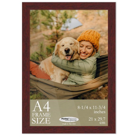 A4 Frame Brown Mahogany Finish Wood 8.25x11.75 Frame - Wood A4 Picture Frame, UV Acrylic