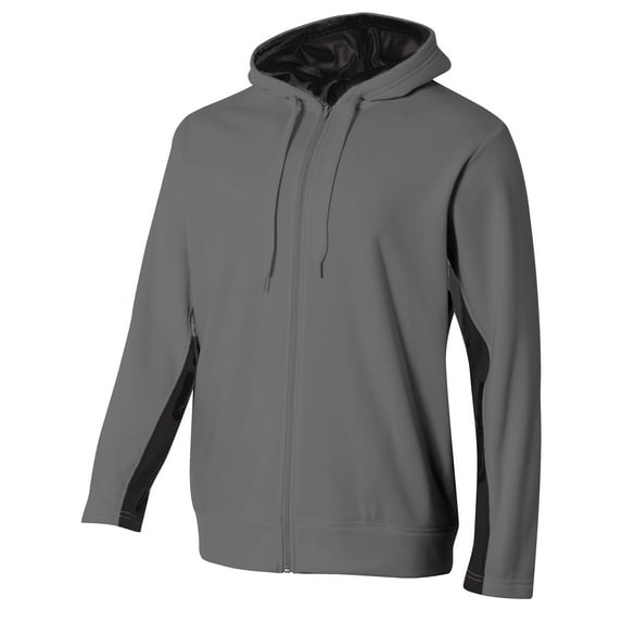 A4 Full Zip Color Block Fleece Hoodie For Men in Graphite/Black | N4251