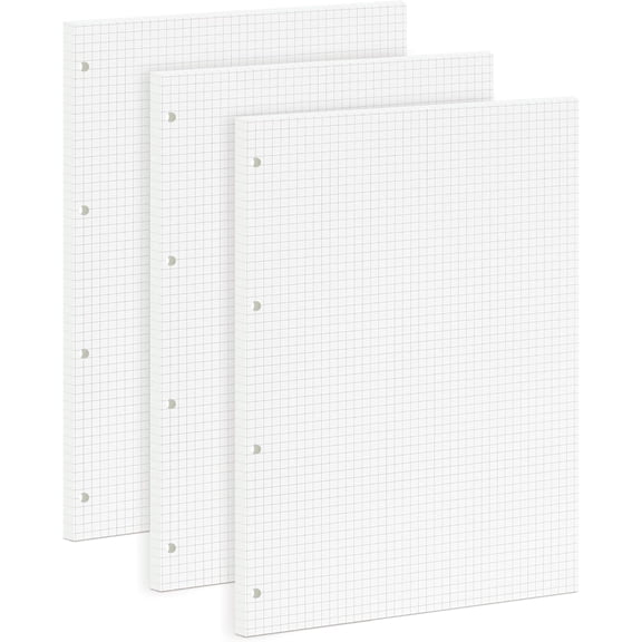 A4 Grid Loose Leaf Refill Paper, 5mm Square Grid 4-Hole Punched, 135 Sheets | 100GSM Cream White Thick Graph Paper, No Bleed Smooth Writing, 8cm Hole Spacing, 8.2711.42 Inch for Binder Planner