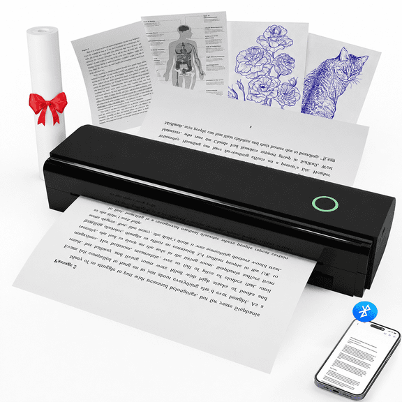 Portable printer,HKHKPI Bluetooth Inkless Thermal Printer Wireless for Travel, Supports 8.5 x 11 Inch &A4 Paper,Compatible with Phone Laptop for Home Office Receipt