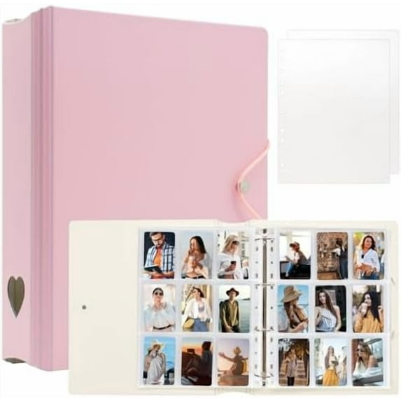 A4 Kpop Photocard Binder with 25 Pages 9 Pocket, 2x3 inch Kpop Photocard Holder Book, Photo Album for Fujifilm Instax Mini Camera Polaroid Printer Photo Film (Pink)