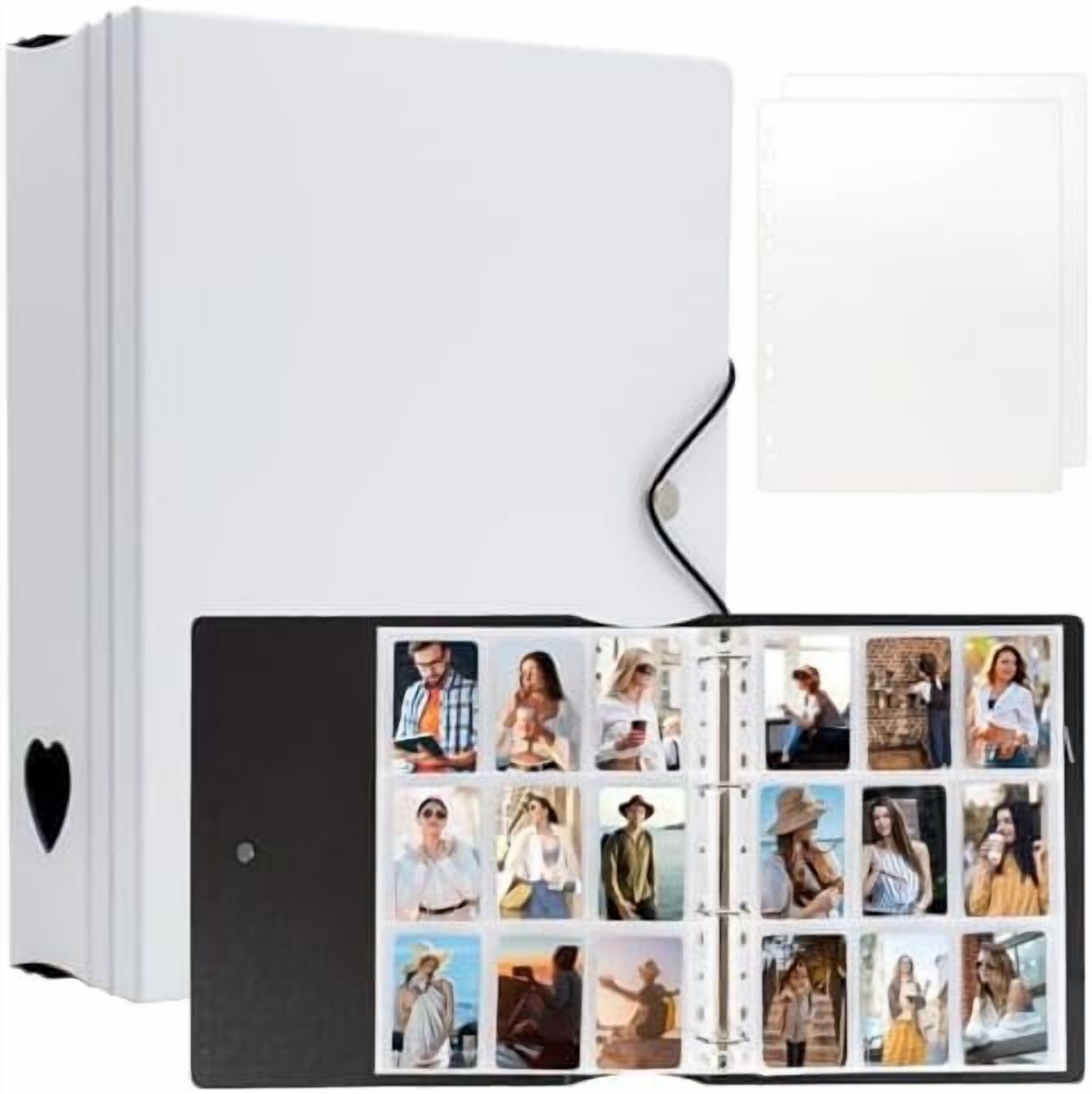 A4 Kpop Photocard Binder with 25 Pages 9 Pocket, 2x3 inch Kpop Photocard Holder Book, Photo Album for Fujifilm Instax Mini Camera Polaroid Printer Photo Film (White)