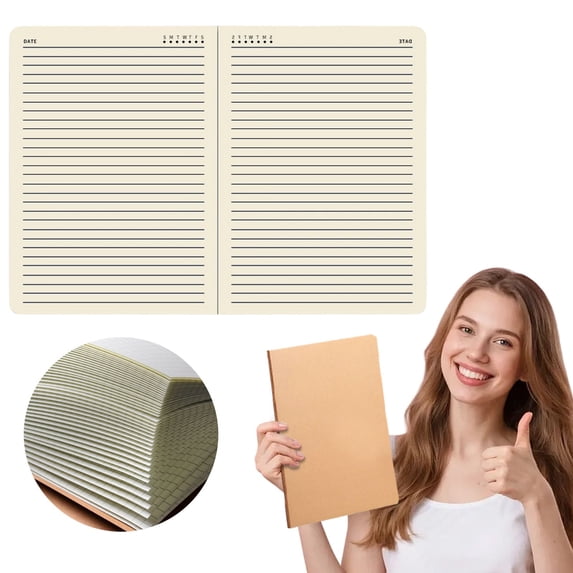 A4 Kraft Paper Notebook 36 Sheets, Blank / Grid / Lined Writing Journal, Thick Kraft Cover Plain Notepad, Draft Record Notebook for Office Handwriting Drafting, Daily Note Taking Supplies
