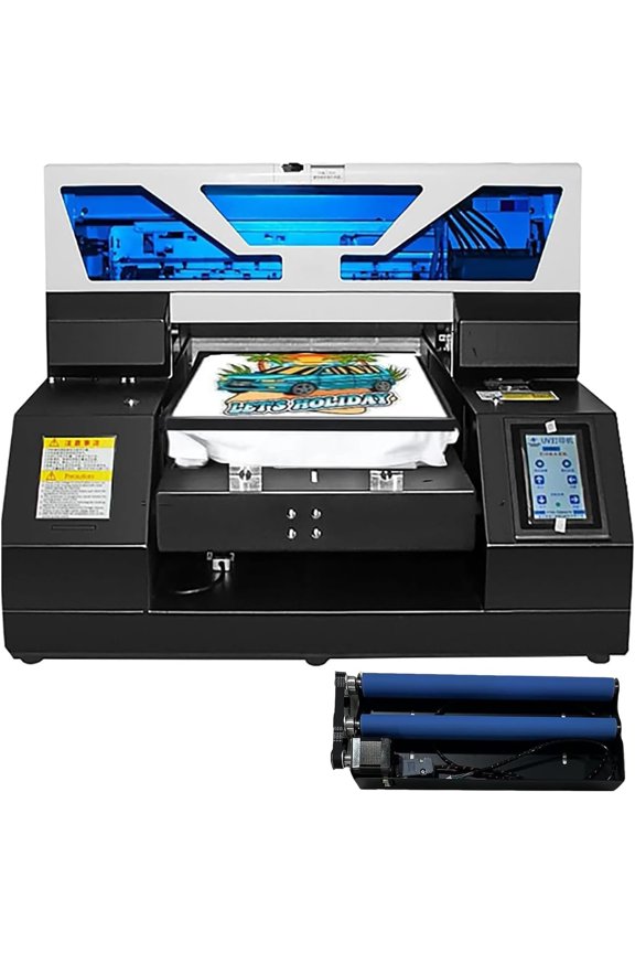 A4 L1800 UV DTG Printer T-Shirt Machine with Vacuum Platform & Bottle Holder, 2880 * 1440dpi UV Flatbed Printer for Glass Cups Phone Case Fabrics Acrylic Metal Leather Golf Balls Bottles