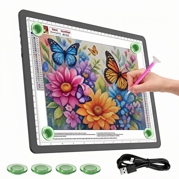 KOBAIBAN A4 Magnetic Light Board with Side Buttons – Super Bright Lightbox for Tracing and Drawing, Diamond Painting, Weeding Vinyl – USB Powered