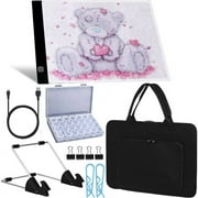 A4 LED Light Pad for Diamond Painting, Super Bright USB Powered Light Board Kit with Detachable Stand, and Black Pad Clip Pad and Bag