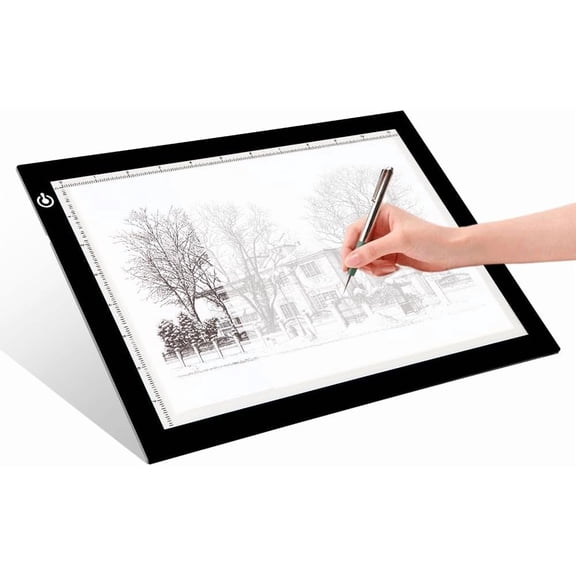 A4 LED tracing light box, USB-powered, suitable for artistic endeavours including tattoo transfer, painting, live streaming, sketching, animation, template creation, and diamond painting.